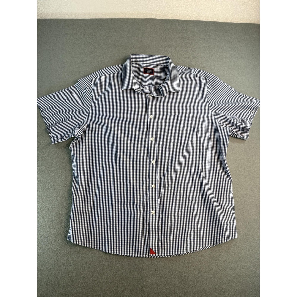 UNTUCKit Shirt Mens 2XL Blue Check Short Sleeve Non Iron Button Up Cappellano‎